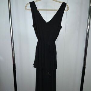Emma & Michele black knit peplum jumpsuit Sz M sleeveless tie elastic waist